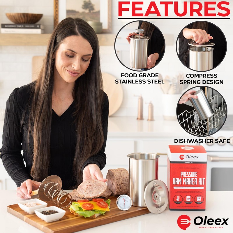 Oleex Lunch Meat Press Mold for Deli Meats-Homemade Ham Maker