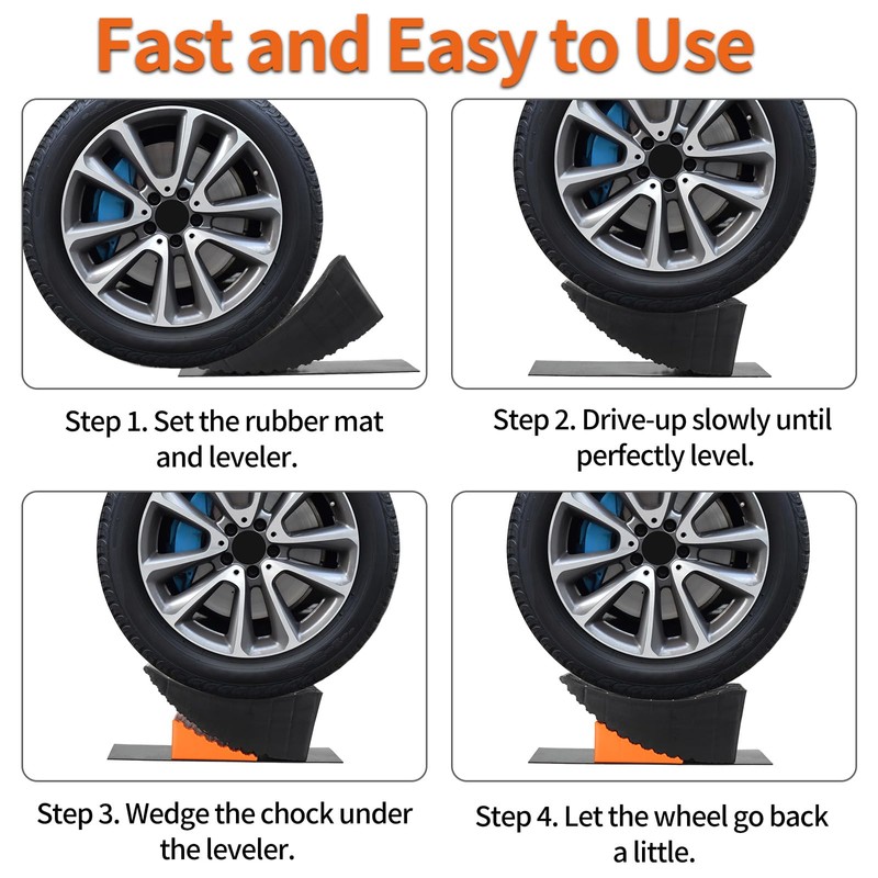 OULEME Raised Tire Change Ramp, Curved Leveling Blocks, for RV