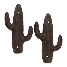 DII Cast Iron Collection Decorative Wall Hook Set, Cactus, 2 Count