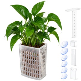 Upgraded Adjustable Aquarium Plant Holder,Fish Tank Plants Holder,Top Hanging Design,Adjustable Width Height,Aquarium Landscape Decoration with Extendable Hooks and Suction Cup,1 Pack Transparent