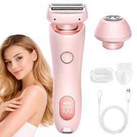 Boulina Women's Razor, 2-in-1 Glisse Pro Razor, Device Easy to Clean, Wet and Dry, Long Service Life, Waterproof, Ergonomic for Legs, Armpits and Bikini Area (Pink)
