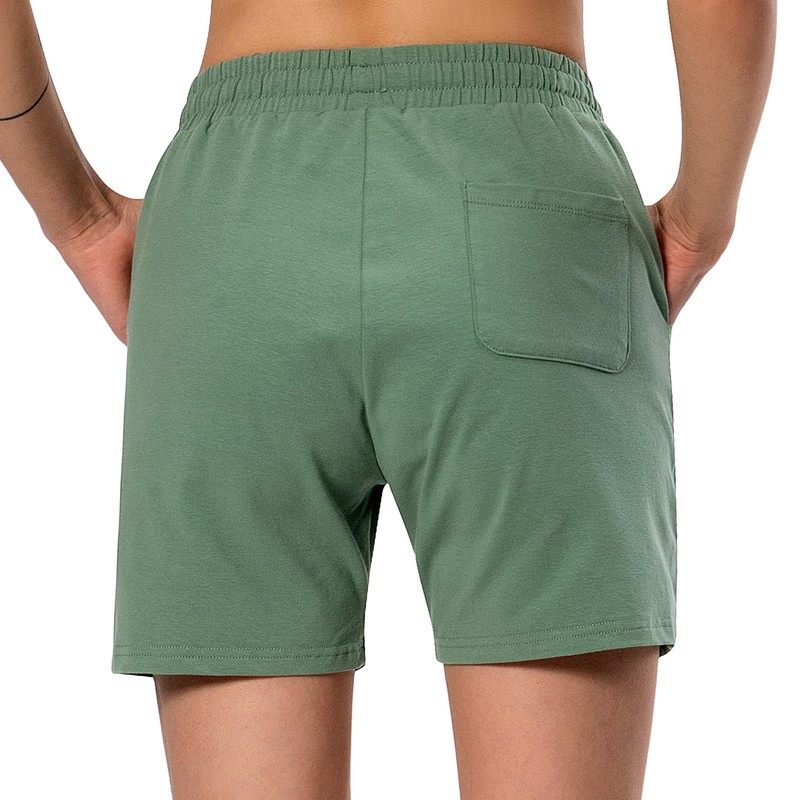 Ksmien Bermudas de algodón de punto para mujer con bolsillos