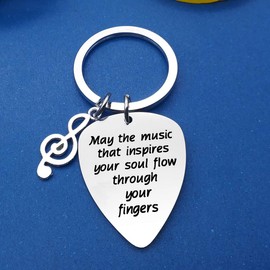 Inspirational Gift Guitar Pick Keyring for Guitarist Musicians Music Lovers Music Teacher Gift May The Music That Inspires Your Soul Keychain Music Student Graduation Gift Christmas Birthday Gifts