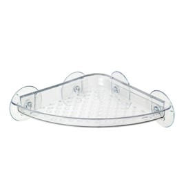 DGI Suction Cup Shower Caddy Corner Plastic Clear Storage Corner Shelf