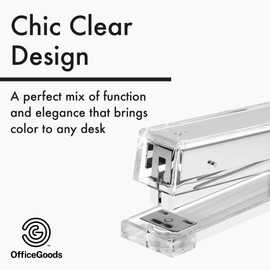 OfficeGoods Acrylic Stapler – Aesthetic & Durable Silver Desk Staple for Modern Office – Stylish & Compact Office Supplies for Women & Men