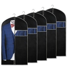 Syeeiex 40" Suit Bag,Set of 5 Garment Bags for Hanging Clothes,Suit Bags for Closet Storage,Suit Covers Bags for Men or Women,Garment Bags for Storage Suits,T-shirts,Jackets and Trousers on Closet