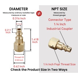 T TANYA HARDWARE Air Hose Fittings And Quick Connect Air Fittings, 1/4 Inch NPT Brass Female Air Coupler Plug (20 Piece) Industrial Type D, Air Compressor Fittings