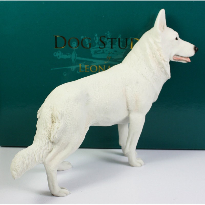 Leonardo All White Alsation German Shepherd Dog Figurine Statue Attractive