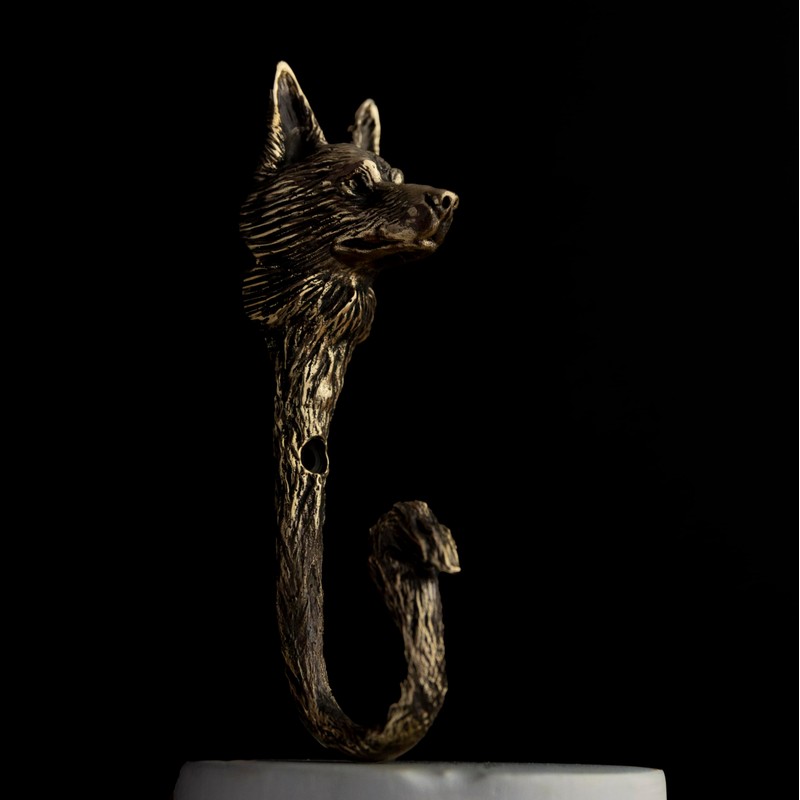 TUTURA LUTSS German Shepherd Wall Hook – Solid Brass Dog