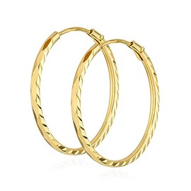 NKlaus Pair of Hoop Earrings 333 Yellow Gold 8 Carat Earrings 1.1 mm Wide Women's Earrings, Yellow Gold
