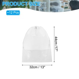 PATIKIL Drawstring Shoe Bag, 12 Pack 17 x 13 Inch Travel Shoe Bags Non-Woven Shoe Storage Bag Boots Shoes Organizer Pouch for Travel Home, White