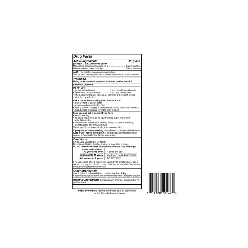 Fleet Enema Salino 4.5 Oz (2 Unidades, 133 Ml C/u)