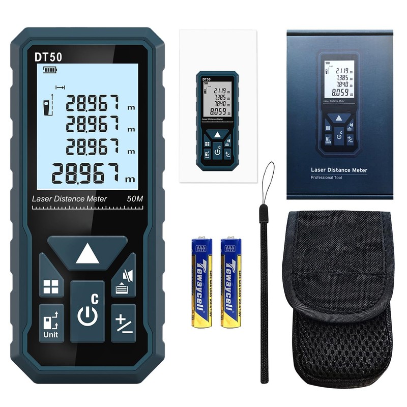 Laser Distance Meter 50m, DT50 Laser Measure 165ft with Portable