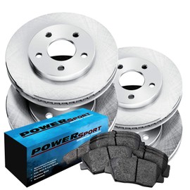 PowerSport Front Rear Brakes and Rotors Kit |Front Rear Brake Pads| Brake Rotors and Pads| Ceramic Brake Pads and Rotors |fits 2009-2010 Pontiac Vibe, 2009-2013 Toyota Matrix, 2009-2019 Toyota Corolla