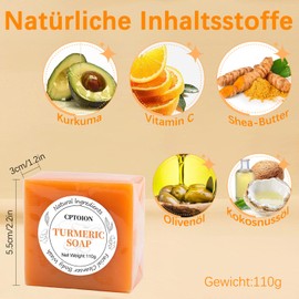 Cptoion 2 PCS Turmeric Soap Bar for Face and Body,Gentle Turmeric Face Soap,Turmeric Skin Soap for All Skin Types