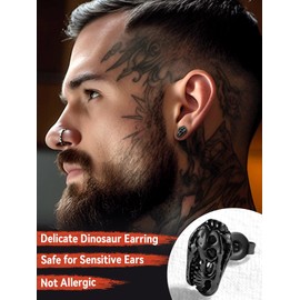 Stainless Steel Dino Stud Earrings Brave Mini T-Rex Dinosaur Jewelry for Sensitive Ears Lovely Gift for Mom Daughter Sisters