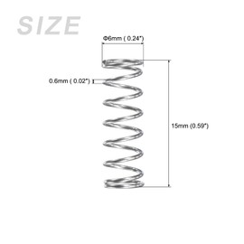 sourcing map Compression Springs (0.6x6mm OD,15mm Free Length) 10Pcs, 304 Stainless Steel Extension Spring - for Shop Home Repairs, DIY Projects, Silver Tone