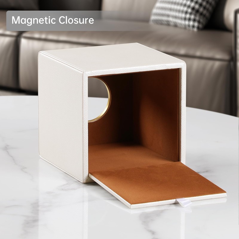 MEIBOOCH Square Tissue Box Cover, Luxury PU Leather Tissue Holder