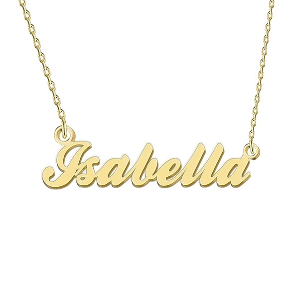 GR35Z9 Isabella Name Necklace for Women Gold Nameplated Pendant Stainless