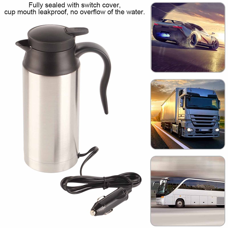 750ML Stainless Steel Car Electric Kettle Coffee Tea for Thermos