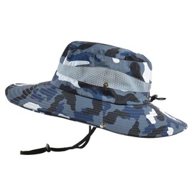 LeafIn Men's Hat, Mesh, Outdoor Fishing Hat, Ten Gallon Hat, Safari Hat, Climbing Hat, Fishing Hat, Sunscreen, camo-blue