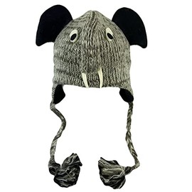 Agan Traders Animal Hat Cap Wool Fleece Lined Trapper Beanie Multi-Functional Set Girls Boys Adult (72 H, Elephant,)