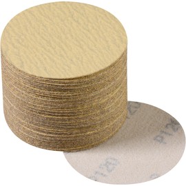 CowboyBOB 3 Inch 50PCS Hook and Loop Sanding Discs No Hole 120 Grit Gold Aluminum Oxide Orbital Sander Sandpaper Air Random Orbital Sander Paper for Wood Auto Body Paint Metal Polishing Use