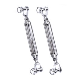 2Pcs 316 Stainless steel turnbuckle rigging screw jaw open body M5 M6 M8 tension adjuster A4 marine grade (M6)