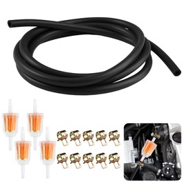 Benzinschlauch Set, 5mm Ölschlauch Dieselschlauch Kraftstoffleitung mit 4 Stück Benzinfilter und 10 Benzinschlauch Schellen, Kraftstoffschlauch für Rasenmäher, Auto, Motorrad, Roller