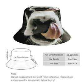 Cow with Tongue Funny Face Cute Animals Men's Women's Bucket Hat Summer Vacation Travel Beach Sun Hat Packable Lightweight Outdoor Hat
