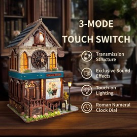 STRUCWOOD Miniature House Kit- Tiny House Kit DIY Wooden Dollhouse Kit for Adults Teen 3D Book Nook Craft Mini Model Kit with 3-Mode Touch Switch- Cuckoo House (SQ-61)