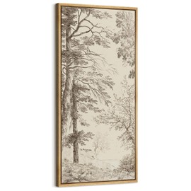 SIGNFORD Extra Large Framed Canvas Detailed Branch Illustration with Landscape Illustrations Modern Art Calm Warm for Living Room, Bedroom, Office - 60"x30"