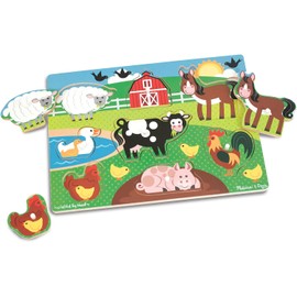 Melissa & Doug Wooden Toys - Farm Animals Peg Boards for Children, Learning Toys for 2 Year Old Girls & Boys Toddler Puzzles Gifts, Kids Wooden Jigsaw Puzzles for Children Age 2 3 4