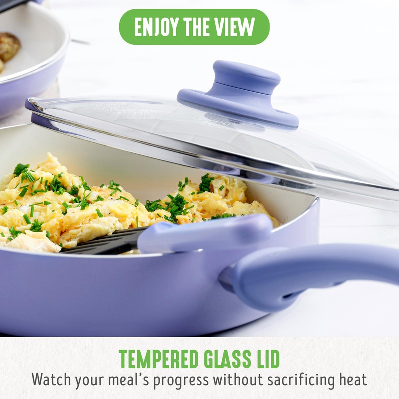 GreenLife 16 Piece Nonstick Cookware Set, Soft Grip Non-Toxic PFAS-Free