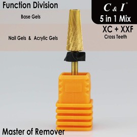 C & I 5 in 1 Nail Drill Bit, Mixed Sizes Edition, Cross Teeth, 2 Way, Professional Multi-function Nail Drills for Electric Manicure Drill Machine, Shank 3/32” (Mix, XC & XXF)