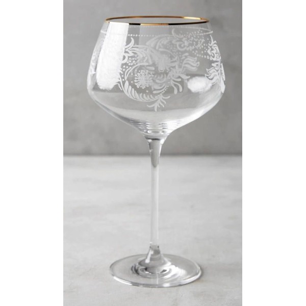 Anthropologie Rare Anthropologie Sante 24k Rimmed Etched Wine Glass Large