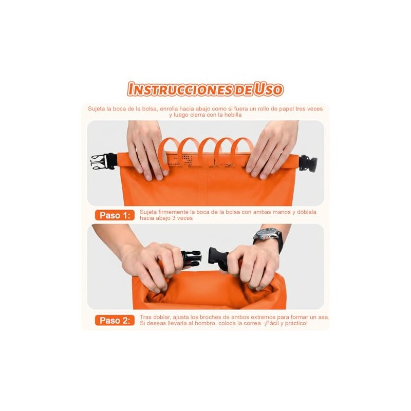 Bolsa Impermeable Seca 20L/30L/40L,Con Funda Impermeable Para Teléfono,Correa Larga Ajustable