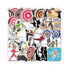 50 PCS Archery Stickers for Water Bottle,Bike,Car,Helmet,Phone,Luggage,Computer,Scrapbook,Laptop,Cartoon Shooting Sport Waterproof Vinyl Decals,Teens Girls Aesthetic Sticker,Trendy Graffiti Sticker