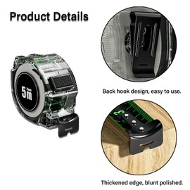 Fluorescent Tape Measure 5M/16ft Stainless Steel Self Lock Measuring Reel Retractable Double Sided Graduated Line Tape