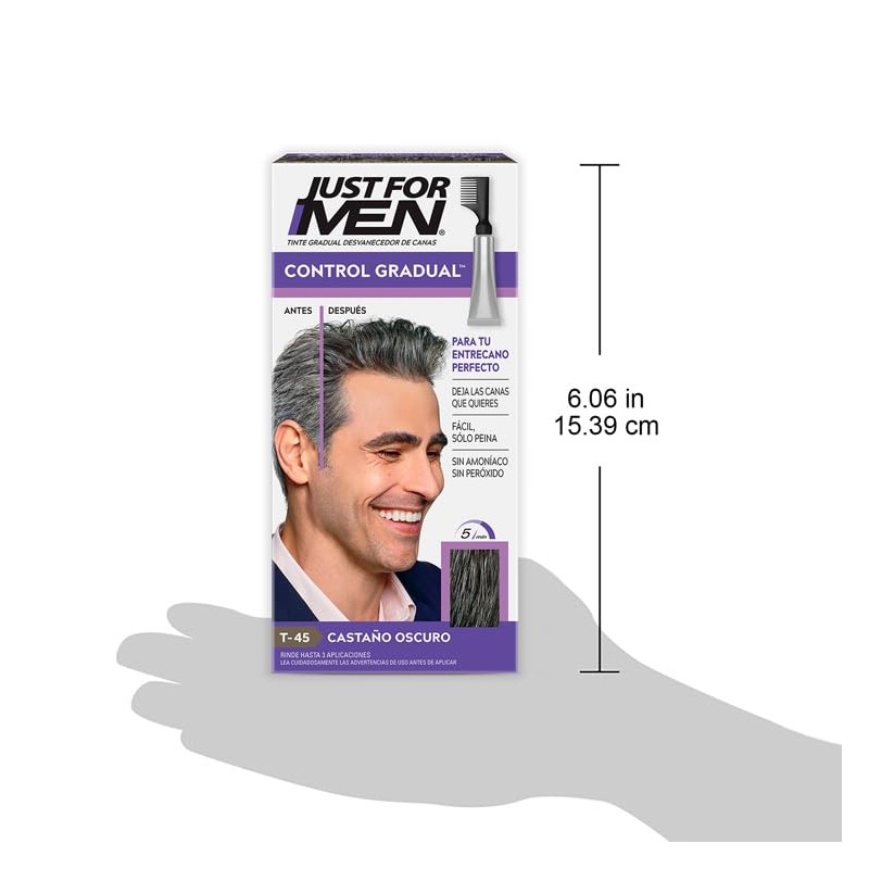 Just For Men Control Gradual Tinte para Canas, Castaño Oscuro