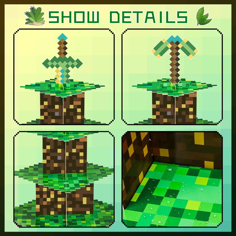 2 Pack Cupcake Stands for Pixel Game Birthday Party Decorations