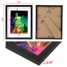 Medog Black 8.5x11 Picture Frame, 6x8 Inch Adjustable Plastic Cover, 1 Pack, Rectangular Picture Frame for Wall Mounting and Tabletop