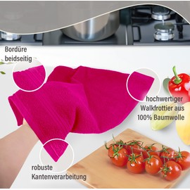 Lashuma Linz Kitchen Towel Cotton Set of 4 Tea Towels 50 x 50 cm Purple