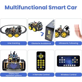 KEYETSUDIO 4WD Smart Coding Robot Car Kit for Arduino, Arduino Starter Kit, DIY Electronic Kit for Adult Teen, 15+, Programmable Robotic Project