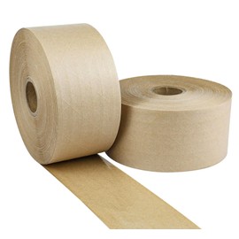 BOMEI PACK Water Activated Kraft Paper Reinforced Gummed Tape, 2 Pack 3 inch x 380 ft, for Heavy Duty Secure Packing Shipping