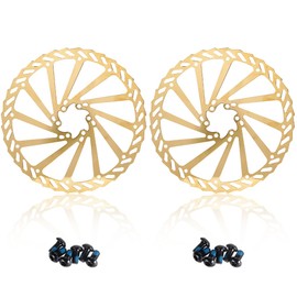 CNC Bike Disc Brake Rotor 203mm，MTB Brake Rotor With Bolts，2pcs（Gold）