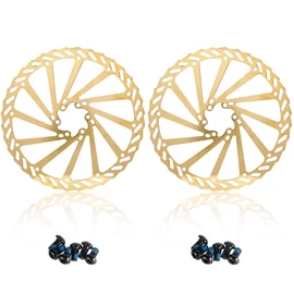 CNC Bike Disc Brake Rotor 203mm，MTB Brake Rotor With Bolts，2pcs（Gold）