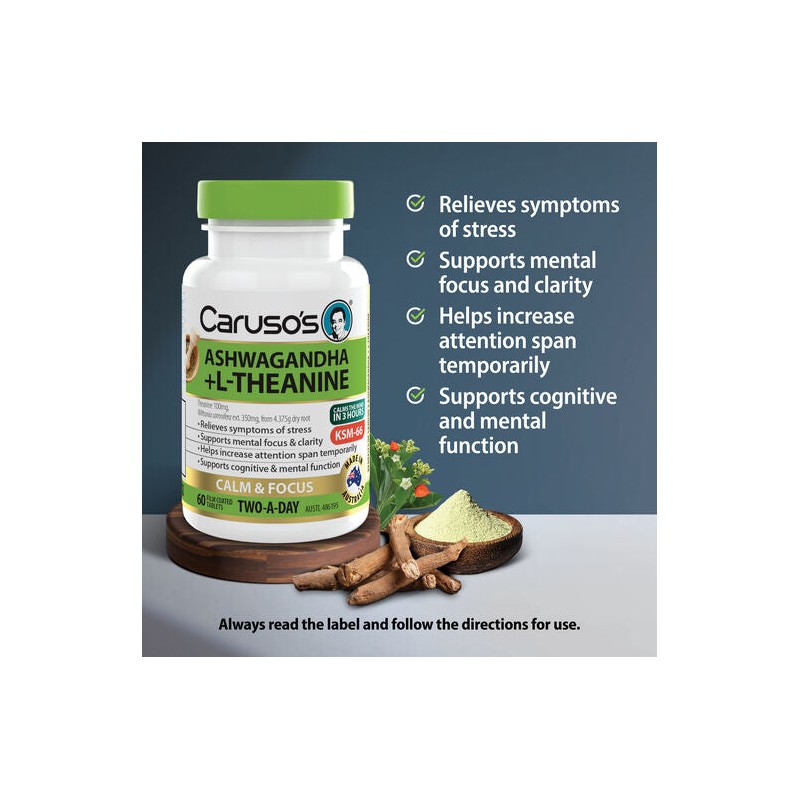 Caruso's Natural Health Ashwagandha + L-Theanine 60 Tablets