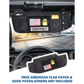 JOYTUTUS Sun Visor Organizer Compatible with 2018-2026 Wrangler JL & Gladiator JT, Driver's Side Front Tactical Visor Storage Cover Molle Webbing Visor Storage Holder Pouch, Multi-Pocket Net Zipper