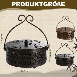 Porta spirali antizanzare, confezione da 2 pezzi, con spazzole per la pulizia, bruciatore di incenso in metallo retrò con coperchio, custodia portatile per bobina, per patio, campeggio, giardino